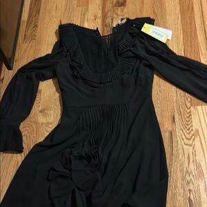 Karen Millen Blue One Shoulder Bishop Sleeve Dress